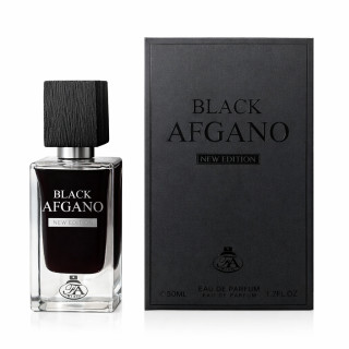 Fragrance World Black Afgano EDP 60 ml — toode ja pakend; lähivaade; valgel taustal