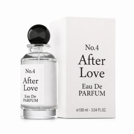 Fragrance World No.4 After Love EDP 100 ml — produktvy; fullständig komposition; på vit bakgrund