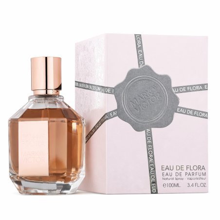 Fragrance World EAU de Flora Mark Victor EDP 100 ml — товар и упаковка; крупный план; на белом фоне