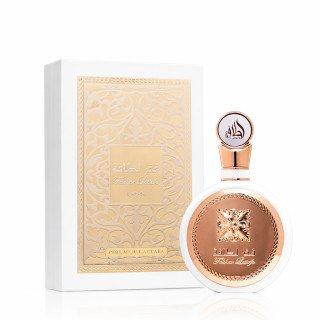 Lattafa Perfume Fakhar Rose EDP 100 ml — изображение товара; полная композиция; на белом фоне; очень близкий кадр