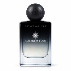 Royal Platinum Alexander Black EDP 50 ml — товар спереди; крупный план; на белом фоне
