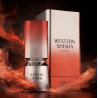Fragrance World Western Shisha EDP 100 ml — товар и упаковка; очень крупный план; на тёмном фоне