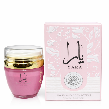 Lattafa Perfume Yara Parfumuotas 45 ml — toote vaade; lähivaade; valgel taustal