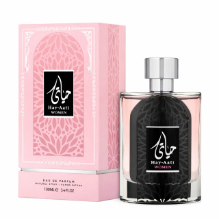 Lattafa Perfume Hayaati Woman EDP 100 ml — изображение товара; крупный план; на белом фоне