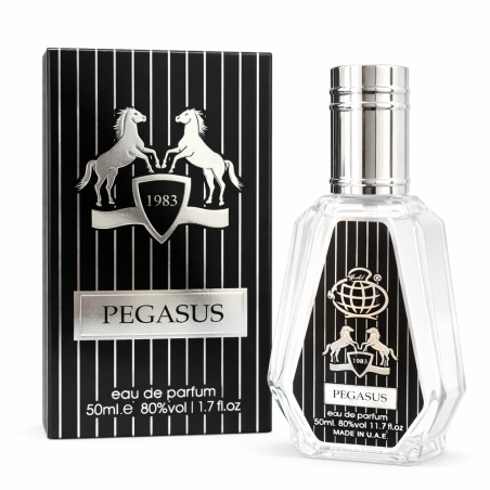 Fragrance World PEGASUS EDP 50 ml — изображение товара; крупный план; на белом фоне; самый близкий кадр