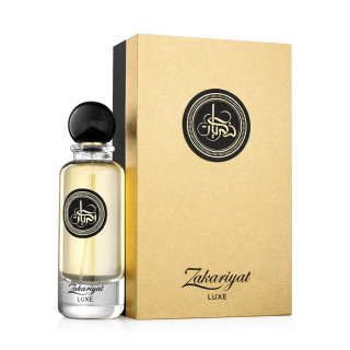 Athoor Al Alam Zakariyat Luxe EDP 100 ml — product en verpakking; close-up; op een witte achtergrond; meest nabije kadrering