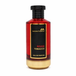 Fragrance World Montera Rouge Tobacco EDP 100 ml — product van voren; close-up; op een witte achtergrond