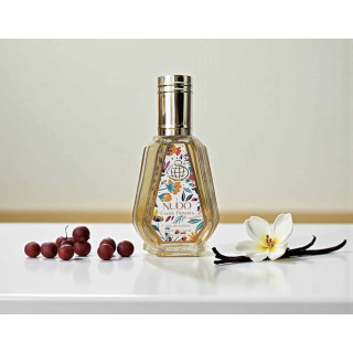 Fragrance World Nudo Exotic Flowers EDP 50 ml — toote vaade; väga lähivõte; valgel taustal; kõige laiem kadreering