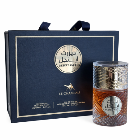 Emper Desert Angel SET 3 in 1 EDP 100 ml — productverpakking; zeer nabije close-up; op een witte achtergrond