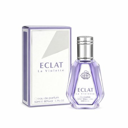 Fragrance World Eclat La Violet EDP 50 ml — toote vaade; täiskompositsioon; valgel taustal
