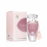 Lattafa Perfume Mohra Silky Rose EDP 100 ml — tuote ja pakkaus; koko sommitelma; valkoisella taustalla; tiukin rajaus