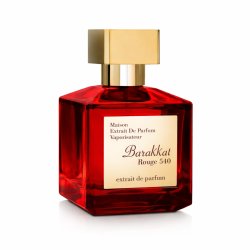 Fragrance World Barakkat Rouge 540 Extrait Red EDP 100 ml — producto visto de frente; composición completa; sobre fondo blanco