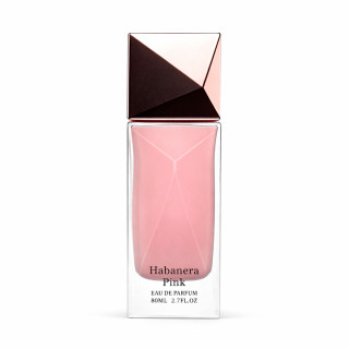 Aurora Scents Habanera Pink EDP 80 ml — produktas iš priekio; visa kompozicija; baltame fone