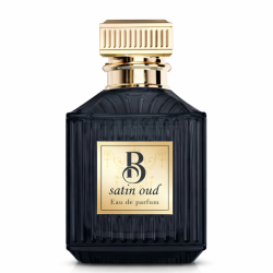 Fragrance World B Satin Oud EDP 100 ml — товар спереди; крупный план; на белом фоне
