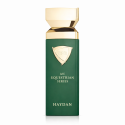Fragrance World An Equestrian Series Haydan EDP 100 ml — produktas iš priekio; artimas vaizdas; baltame fone
