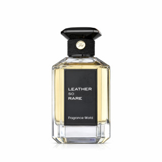 Fragrance World Leather so rare EDP 100 ml — toode eestvaates; täiskompositsioon; valgel taustal