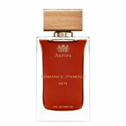 Aurora Scents Romance D’Amour Hot EDP 100 ml — товар спереди; полная композиция; на деревянной поверхности
