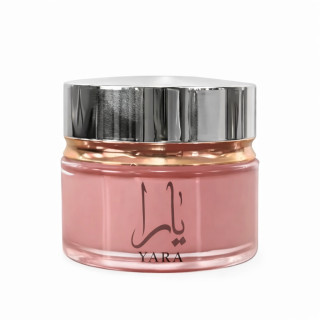 Lattafa Perfume Yara Mukhamaria Jamid 20 ml — product van voren; volledige compositie; op een witte achtergrond