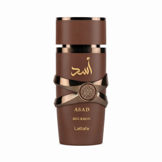 Lattafa Perfume Asad Bourbon EDP 100 ml — товар спереди; полная композиция; на белом фоне