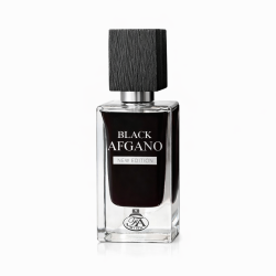 Fragrance World Black Afgano EDP 60 ml — тёмный прямоугольный флакон с фактурной чёрной крышкой и этикеткой New Edition