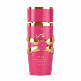 Lattafa Perfume Yara Candy 20 ml — product van voren; close-up; op een witte achtergrond