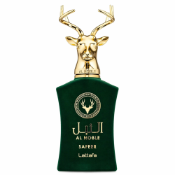 Lattafa Perfume Safeer Al Noble EDP 100 ml — produkts no priekšpuses; tuvplāns; uz balta fona