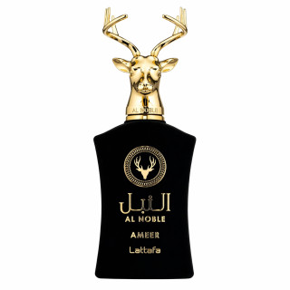 Lattafa Perfume Ameer Al Noble EDP 100 ml — toode eestvaates; lähivaade; valgel taustal