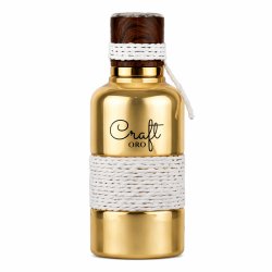 Lattafa Perfume Vurv Craft Oro EDP 100 ml — produkt set forfra; nærbillede; på hvid baggrund