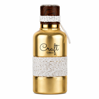 Lattafa Perfume Vurv Craft Oro EDP 100 ml — produkt sett forfra; nærbilde; på hvit bakgrunn