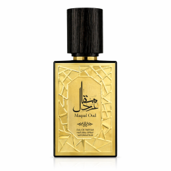 Lattafa Perfume Maqaal OUD EDP 50 ml — товар спереди; крупный план; на белом фоне