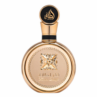 Lattafa Perfume Fakhar Extrait Gold EDP 100 ml — товар спереди; крупный план; на белом фоне