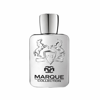 Fragrance World Marque 117 EDP 25 ml — высокий серебристый флакон с округлыми плечами и эмблемой лошадей