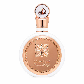 Lattafa Perfume Fakhar Rose EDP 100 ml — товар спереди; крупный план; на белом фоне