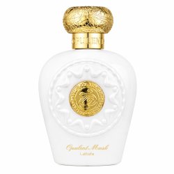 Lattafa Perfume Opulent Musk EDP 100 ml — produkt set forfra; nærbillede; på hvid baggrund
