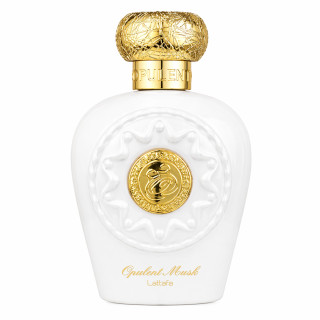 Lattafa Perfume Opulent Musk EDP 100 ml — produkt set forfra; nærbillede; på hvid baggrund