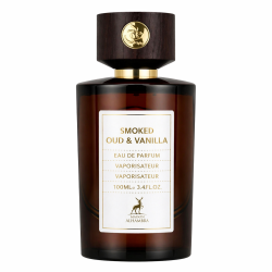 Lattafa Perfume Smoked Oud & Vanilla Maison EDP 100 ml — товар спереди; крупный план; на белом фоне