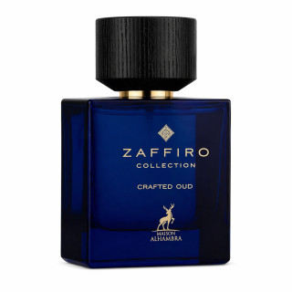 Lattafa Perfume Zaffiro Collection Crafted Oud EDP 100 ml — product van voren; close-up; op een witte achtergrond