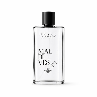 Royal Platinum MALDIVES Cologne 200 ml — produktas iš priekio; visa kompozicija; baltame fone