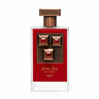 Lattafa Perfume Pride Royal Sapphire 100 ml — produit vu de face; composition complète; sur fond blanc