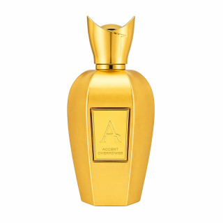 Fragrance World Accent Overpower EDP 100 ml — produit vu de face; gros plan; sur fond blanc