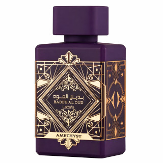 Lattafa Perfume Bade'e Al Oud Amethyst EDP 100 ml — produktas iš priekio; artimas vaizdas; baltame fone