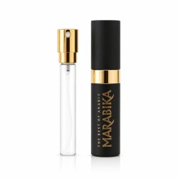MARABIKA Многоразовый атомайзер для духов 10 ml — прозрачная внутренняя колба и чёрный внешний корпус