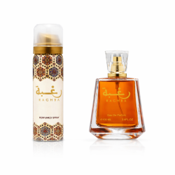 Lattafa Perfume Raghba EDP 100 ml — товар спереди; полная композиция; на белом фоне