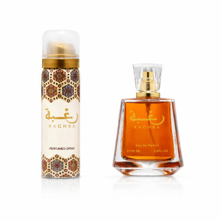 Lattafa Perfume Raghba EDP 100 ml — товар спереди; полная композиция; на белом фоне