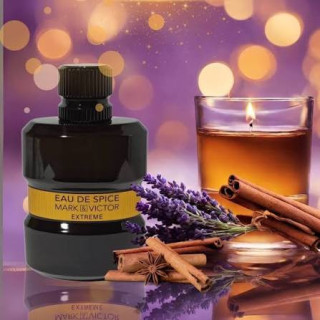 Fragrance World Eau de Spice Mark Victor Extreme EDP 100 ml — изображение товара; очень крупный план; с ингредиентами аромата