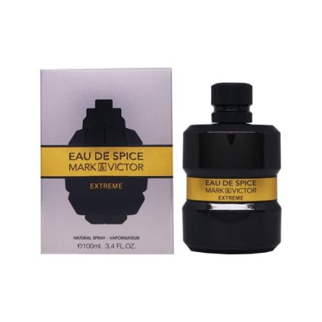 Fragrance World Eau de Spice Mark Victor Extreme EDP 100 ml — товар и упаковка; крупный план; на белом фоне