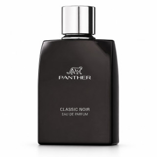 Fragrance World Panther Classic Noir EDP 100 ml — produs văzut din față; prim-plan; pe fundal alb