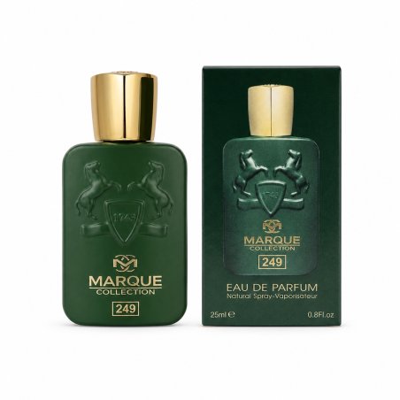 Fragrance World Marque 249 EDP 25 ml — toote vaade; lähivaade; valgel taustal
