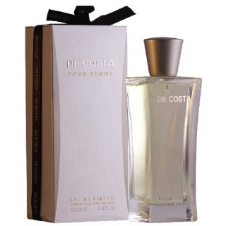 Fragrance World De Costa EDP 100 ml — товар и упаковка; очень крупный план; информационная графика товара