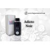 Fragrance World Adicto Noir EDP 100 ml — produktas ir pakuotė; artimas vaizdas; baltame fone